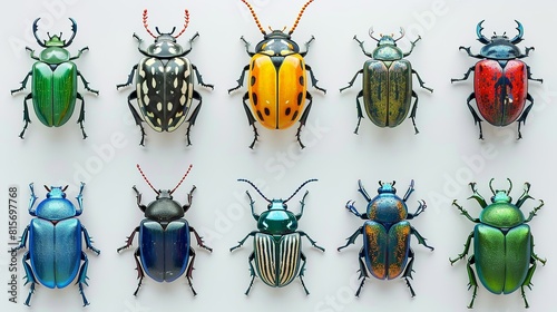 Bugs and beetles entomology mockup sheet with different species photo