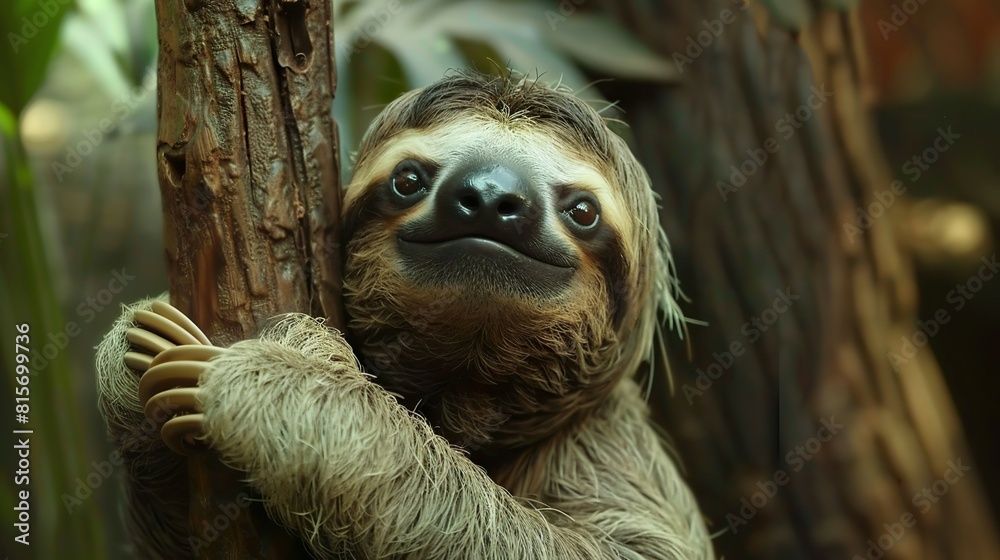 Fototapeta premium Friendly sloth mockup cute animal wildlife promotion template