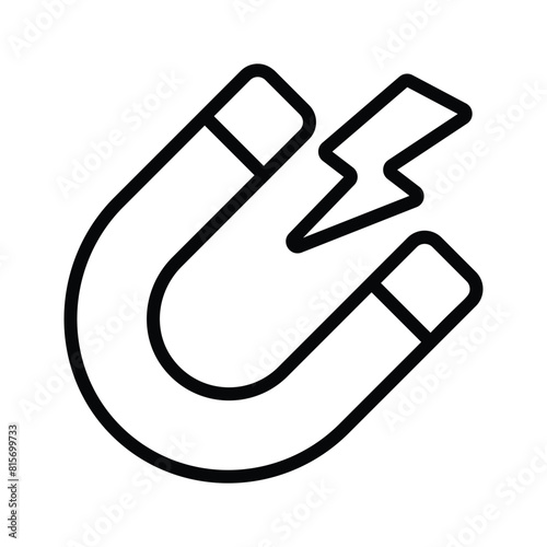 Physics magnet icon in flat style, scalable vector of attraction