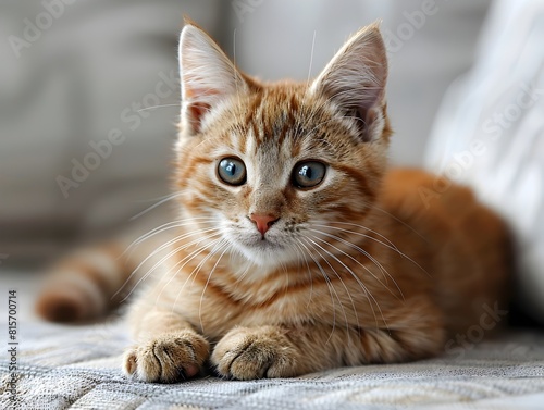 Adorable Tabby Kitten Gazing Curiously at in Studio Setting © LookChin AI