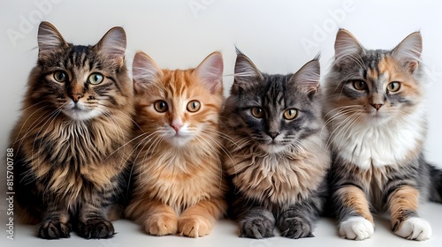 Charming Feline Companions Posing Together in Harmonious Studio Setting