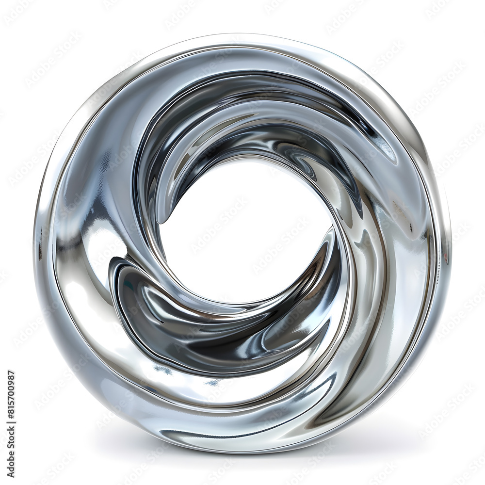 Titanium metal circle wave shape isolated on white background