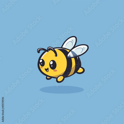 Cute cartoon bee flying in a simple flat vector illustration style
