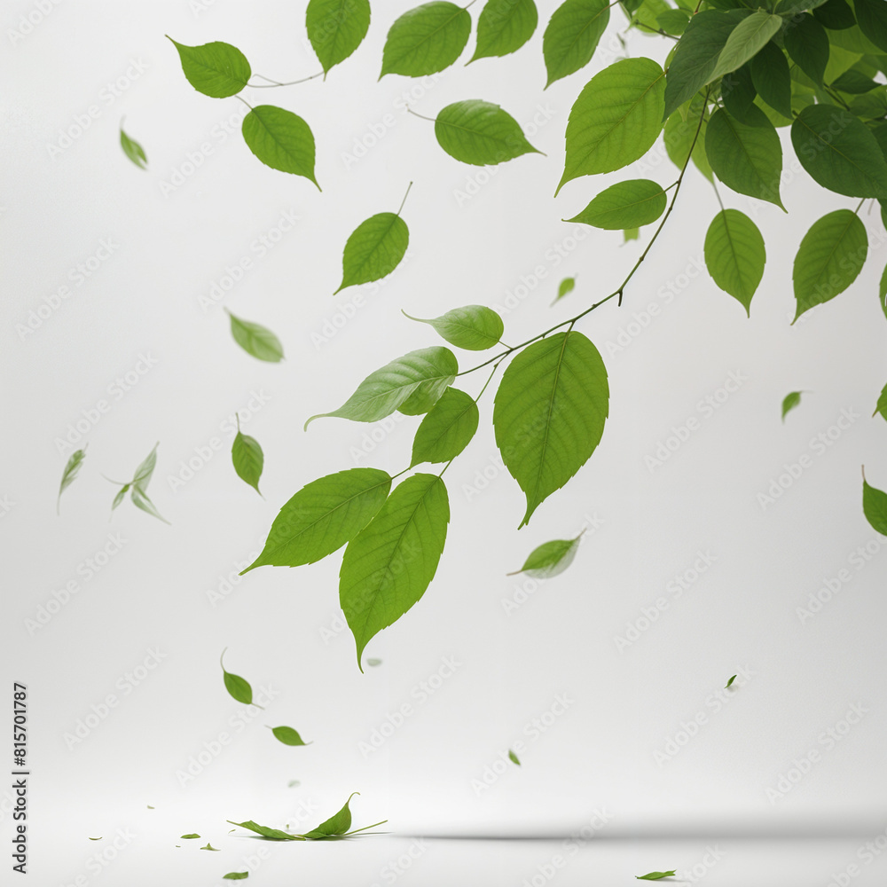 Green leaves on white background Green leaves on white background