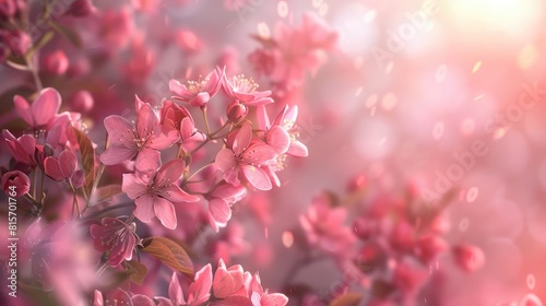Pink flowers on a springtime background