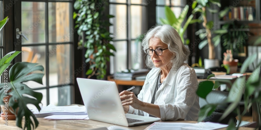 female woman doctor therapist working in office reading data, ai female woman doctor therapist working in office reading data, ai