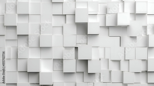 white photograph showcasing a white wall 3d covered in textured square cube.generative Ai