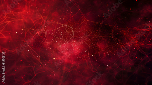 Abstract red simple dotted connection, red data social network background.generative Ai