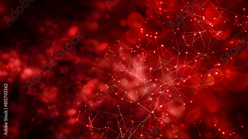Abstract red simple dotted connection, red data social network background.generative Ai photo
