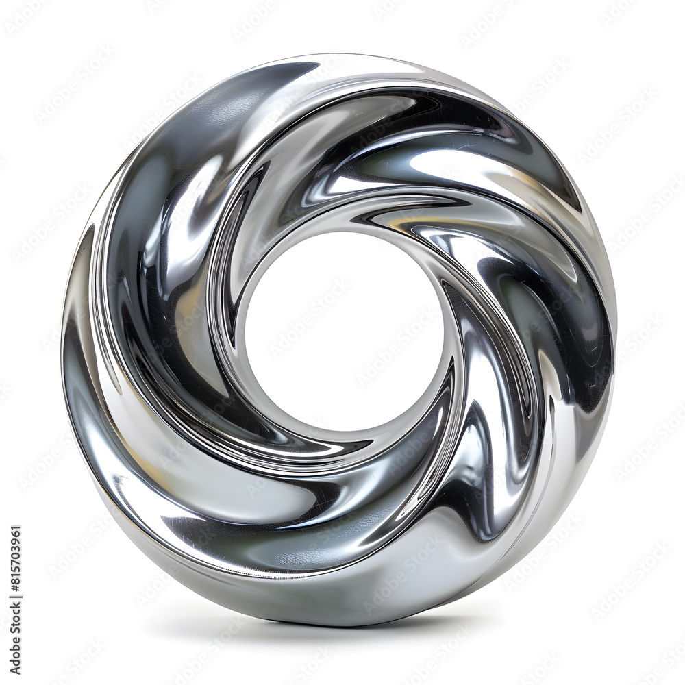 Titanium metal circle wave shape isolated on white background Titanium metal circle wave shape isolated on white background