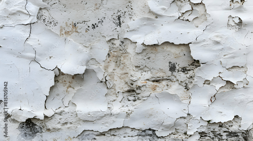 Close up of a white damaged wall with peeling paint.generative ai Close up of a white damaged wall with peeling paint.generative ai