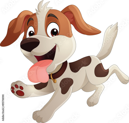 Cartoon happy little puppy running  (ID: 815706144)