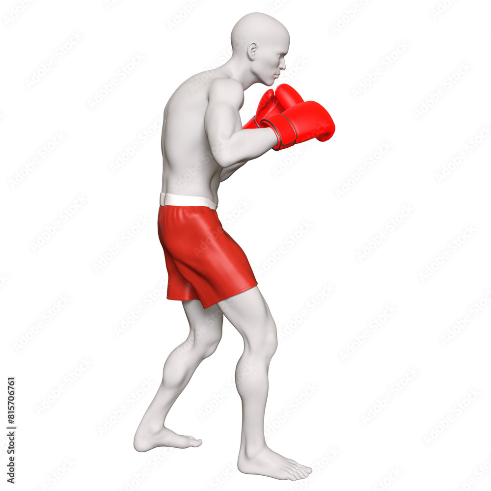 Man Boxing Pose with glove isolated 3d rendered illustration Man Boxing Pose with glove isolated 3d rendered illustration