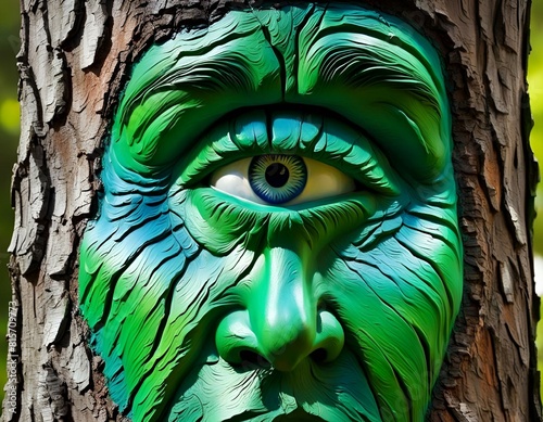 AI generated illustration of a green cyclope tree photo