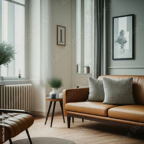 Scandinavian interior design of modern living room   large home