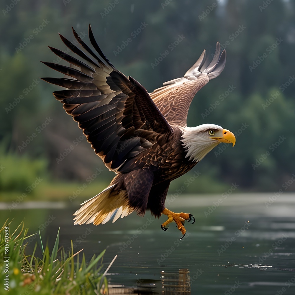 Fototapeta premium American bald eagle in flight