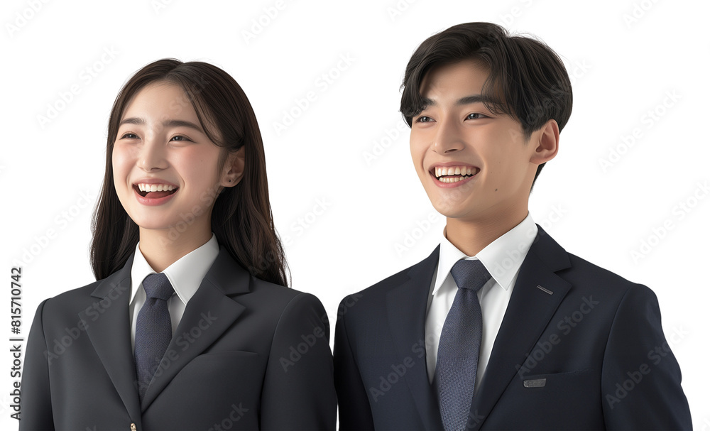 Portrait of Smiling Asian Business Colleagues in Suits on Transparent Background Portrait of Smiling Asian Business Colleagues in Suits on Transparent Background