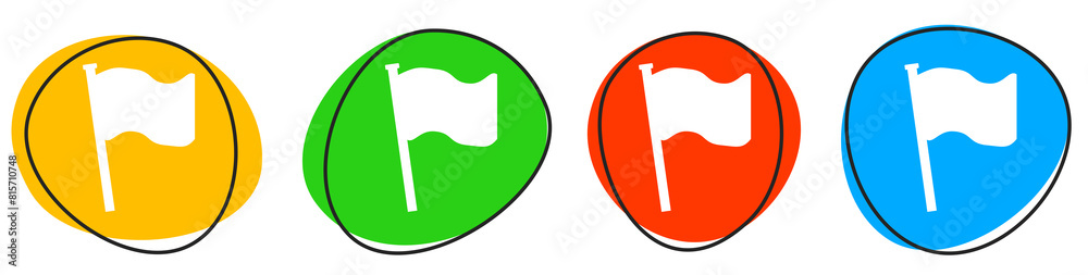 4 bunte Icons: Fahne - Button Banner 4 bunte Icons: Fahne - Button Banner