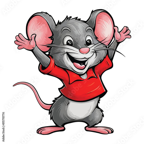 Vector cartoon smiling mouse on a white background