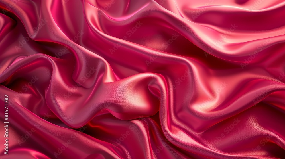 A silk fabric background with bright red curtains or an elegant smooth material on a magenta background, modern realistic illustration. A silk fabric background with bright red curtains or an elegant smooth material on a magenta background, modern realistic illustration.
