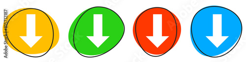 4 bunte Icons: Pfeil Icon nach oben - Button Banner