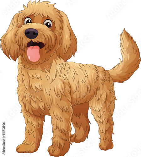 Cartoon happy golden doodle dog 