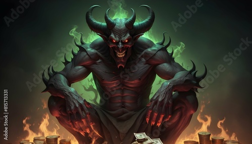A demon of greed hoarding wealth and power for it upscaled_2
