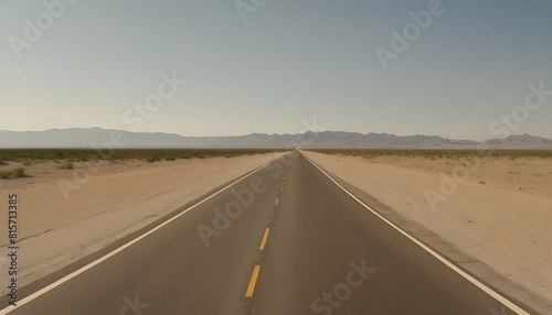 A deserted highway stretching across the flat expa