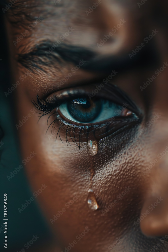 Silent Struggle Expressed by a Single Tear, Intimate Detail Silent Struggle Expressed by a Single Tear, Intimate Detail