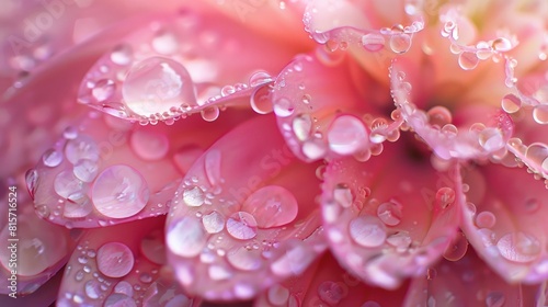Beautiful Pink Dahlia Pinnata Flower Petals with Raindrops in the Garden photo