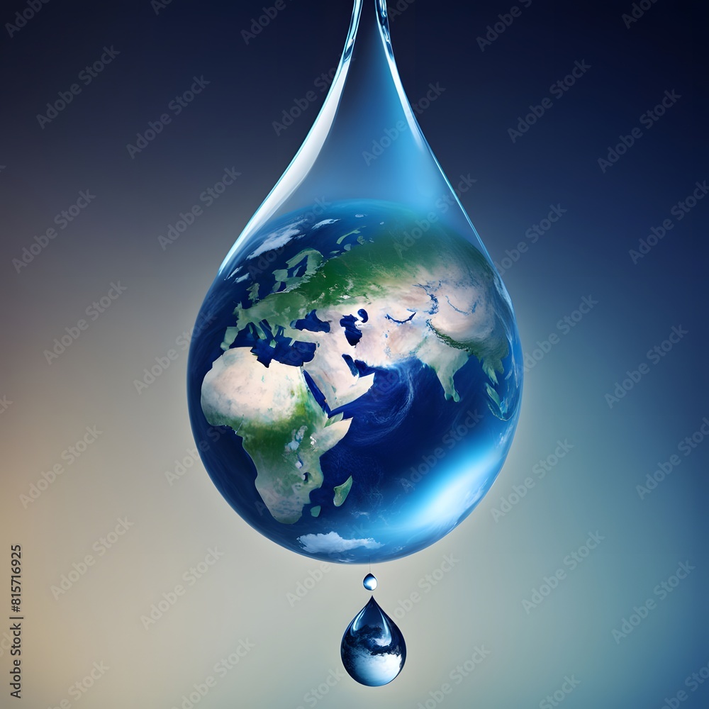 Obraz premium A Drop of Water with Earth Inside