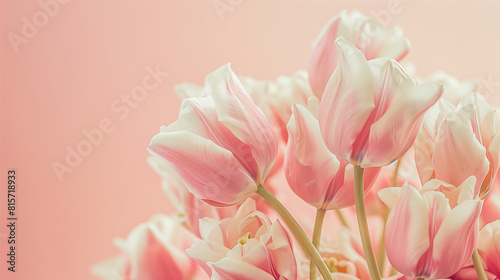Pink tulips bouquet banner