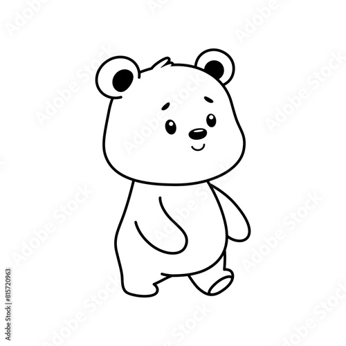Bear icon. Wild animal. Asian bear. Kawaii sticker. T-shirt print. Logo template. Logo. Wild bear. Animal sign. Avatar. Zoo symbol. Animal character. Bear sticker. Coloring book. Kid graphic. Teddy 