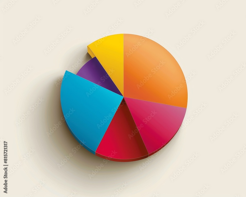 Obraz premium A pie chart is shown with different colored slices