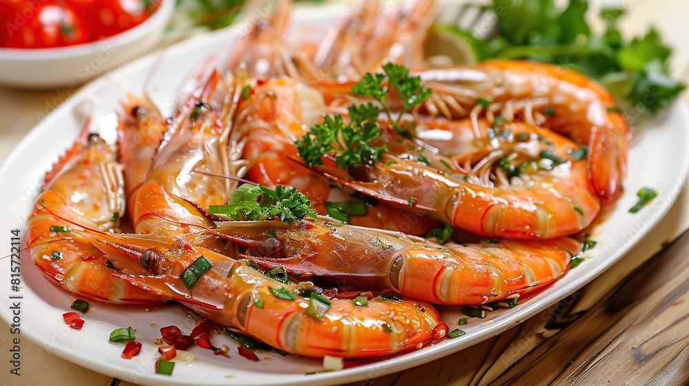 traditional chinese seafood big tiger fresh prawn vegetables. AI Generative traditional chinese seafood big tiger fresh prawn vegetables. AI Generative
