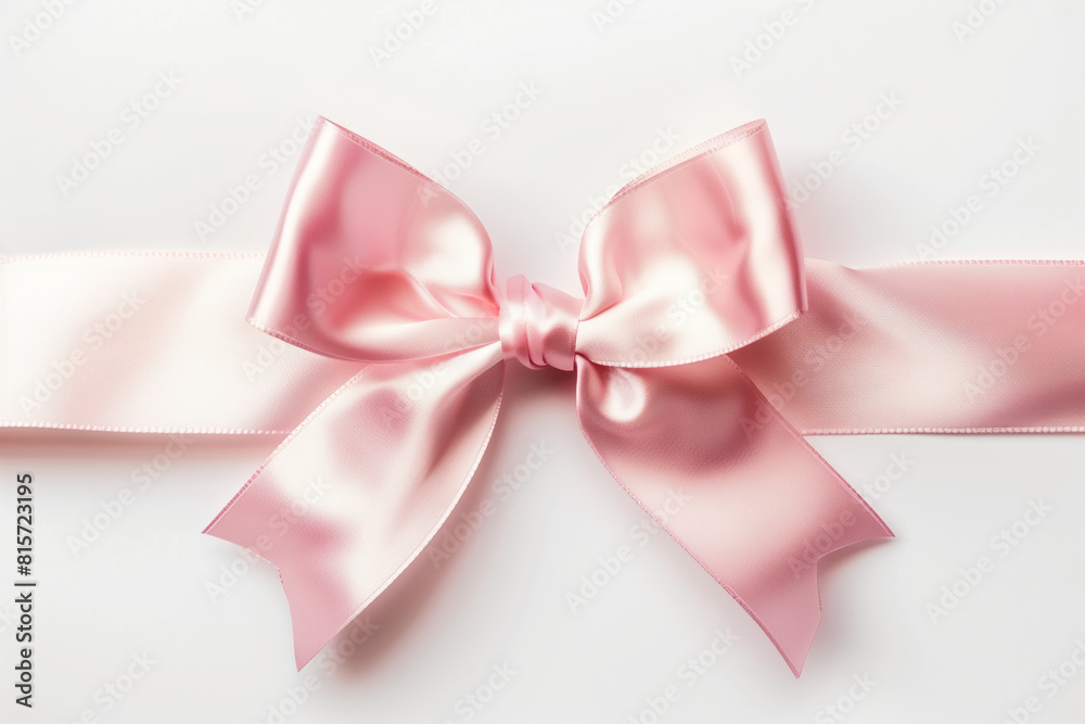 Satin pink ribbon bow on a white background Satin pink ribbon bow on a white background