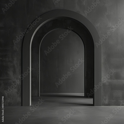 Mysterious black archway in a dark environment