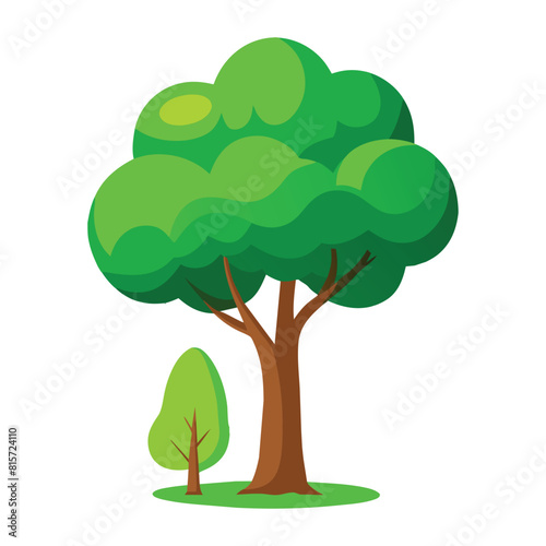 Serene green trees environmental clipart  flat vector illustration on white background.