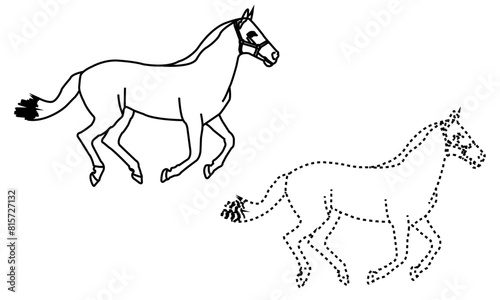 A Horse, a colouring book for kids, easy to colour, vector illustration, Vector, Annimals
 photo