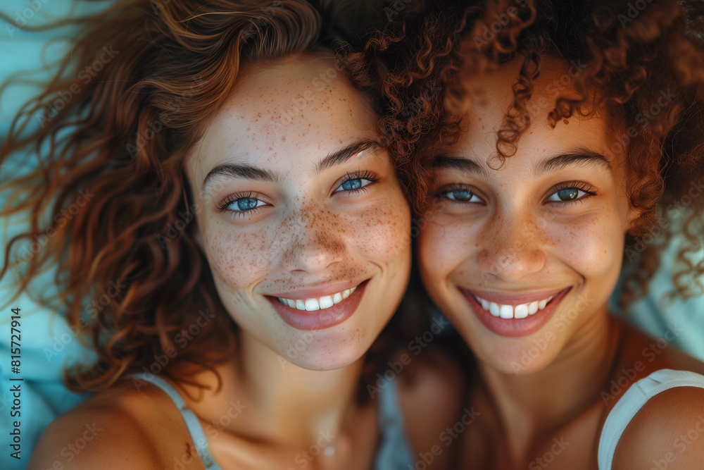 Happy Mother and Daughter Smiling and Hugging
