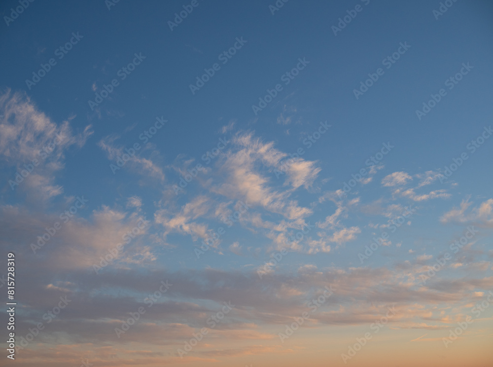 Obraz premium Blue sky after rain,. Beautiful Cumulus clouds flying across the sky,