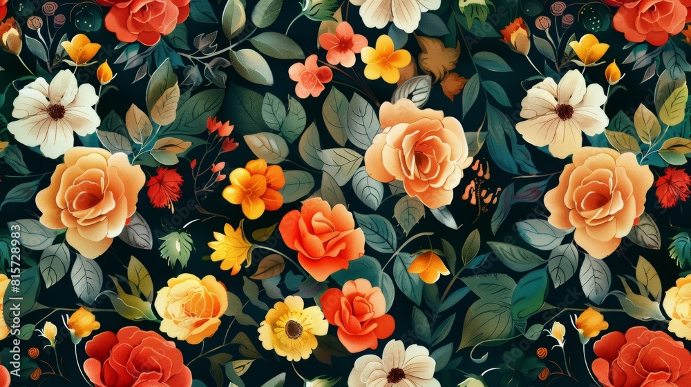 Floral pattern featuring butterflies and blooms