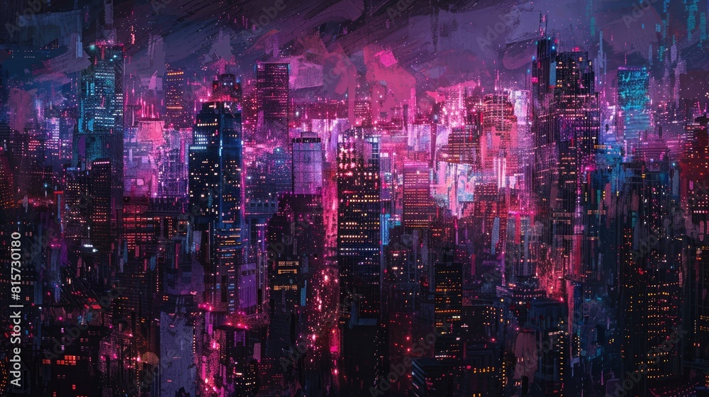 In the backdrop of a dark neighborhood the abstract city town buildings and skyscrapers create a mesmerizing urban symphony In the backdrop of a dark neighborhood the abstract city town buildings and skyscrapers create a mesmerizing urban symphony