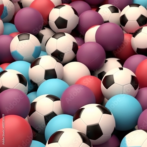 Colorful soccer balls seamless pattern on white background for sports team designs and projects