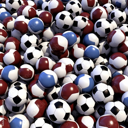 Colorful soccer balls pattern on white background  high quality sports illustration