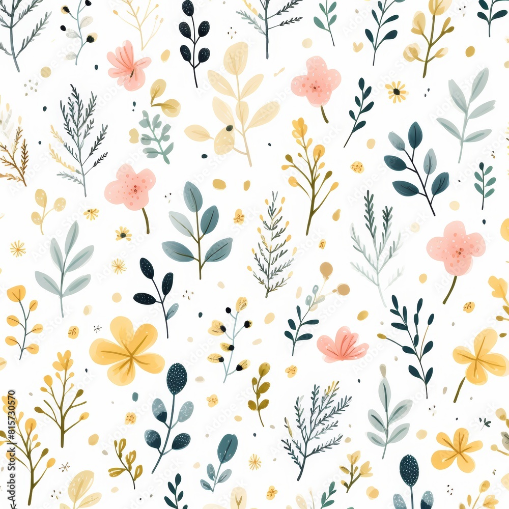 Organic seamless pastel pattern on white background for creative design projects Organic seamless pastel pattern on white background for creative design projects