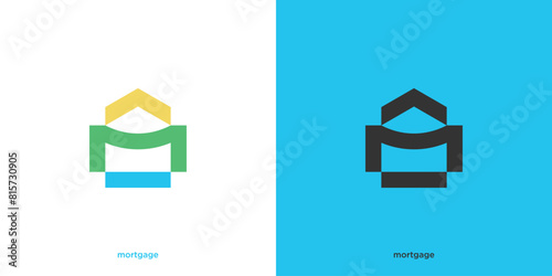 Monogram Mortgage Logo Design. Letter or Initial M with Home, House Graphic Design, Symbol, Icon, Symbol, Vector Template.