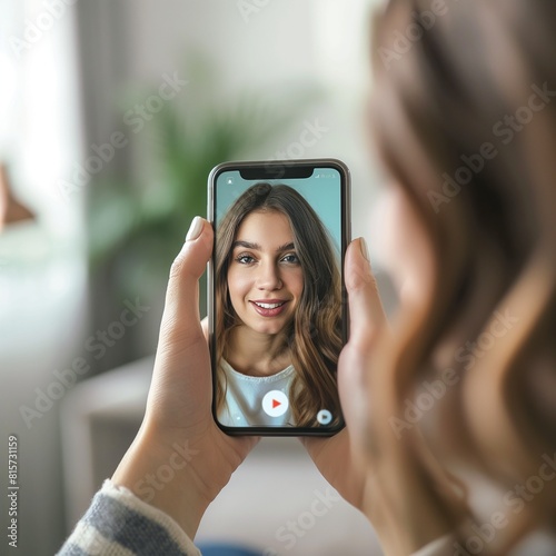 woman video call with mobile phone in generative ai