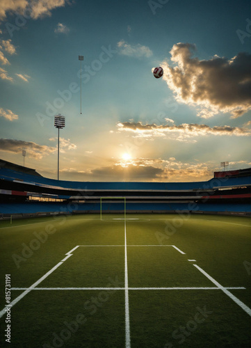 soccer field at sunset