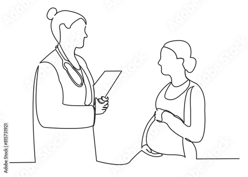 the doctor speaks with the pregnant woman